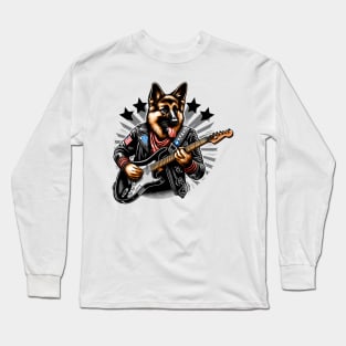 German Shepherd Playing Guitar Long Sleeve T-Shirt